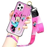 cuwana Cartoon Case for iPhone 12 Pro Max Case 6.7 Inch Cute Minnie Cartoon Character Design with La