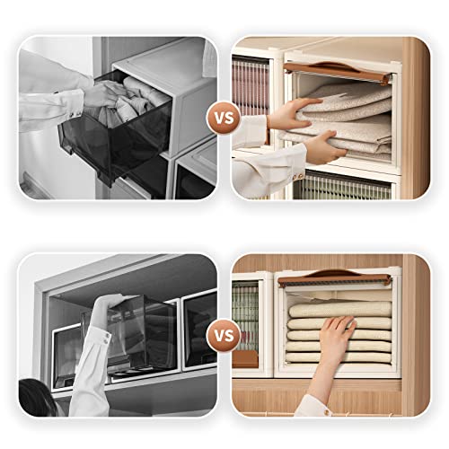 Xiyao Plastic Storage Bins With Drawers,Stackable Storage Drawer With Clear Flip Door, Wardrobe Closet Organizer,Toy Storage Containers Organizer For Clothes,Home,Bedroom,White(8Gal*3 Pack) #TOP2