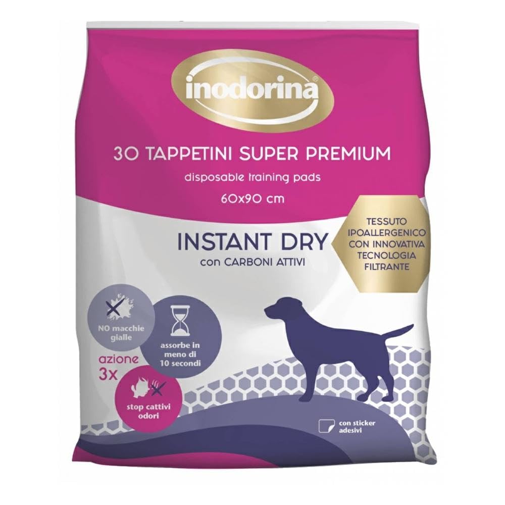 Inodorina Tap Instant Dry 30pz 60x90 - Tappetini Assorbenti per Cuccioli e Cani Anziani, Assorbono i Liquidi in 10 Secondi, Mantengono la Zona Asciutta e Pulita