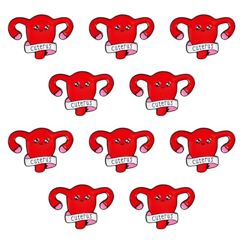 WANDIC Emaille-Broschen in Mutterleib-Form, Uterus Ovara, weibliche Frau, Organ, medizinisches Symbol, Brosche, Schmuck, Geschenk für Krankenschwestern, Ärzte, Feministen, Dekoration, 10 Stück