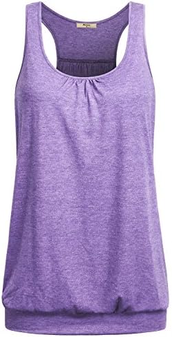 Miusey Active Wear Outfits for Women Sleeveless Round Neck Loose Fit Racerback Workout Tank Tops Loose Fit Yoga Clothes (X-Large, Light Purple)