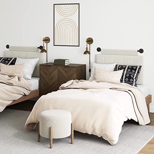 Image of Nathan James Tamlin Vintage Brass Wall Light Fixture, Wall Mounted 1-Light Lamp, Plugin Sconce with On /Off Switch for Living Room, Reading Nook or Bedroom, Brass, Set of 2