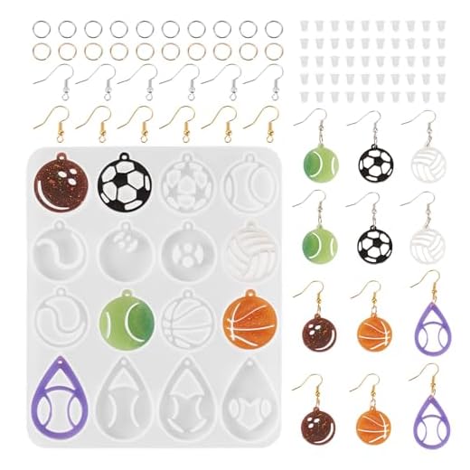 Craftdady Earring Resin Mold Silicone Casting Mold Epoxy Pendant Molds with Earring Hooks Jump Rings Ear Nuts for Jewelry Making Crafts