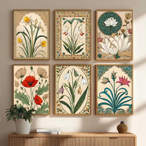 Image of kotart Premium Digital Madhubani Art Paintings with Frame for Home Decor - Wall Painting for Living Room - Pack of 6 (10x13, painting for wall decoration)