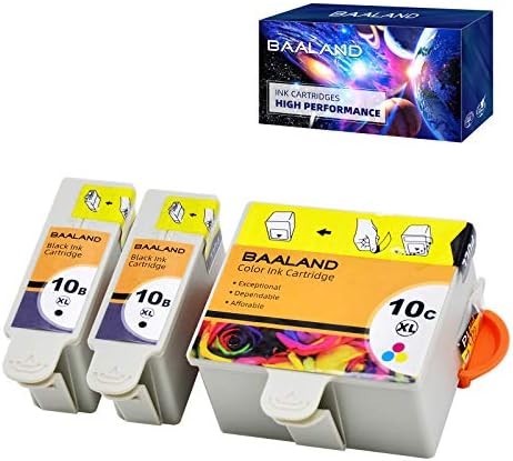 BAALAND Compatible Kodak 10XL 10B 10C Combo Ink Cartridges 3 Pack (2 Black, 1 Color) Use for Kodak Printer ESP3250 ESP5250 5100 5300 5500 6150 ESP3 ESP5 ESP7 ESP9 Hero 7.1, 9.1