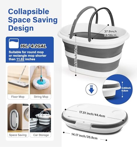 Seau à franges pliable de 16 l idéal pour le camping et le rangement extérieur