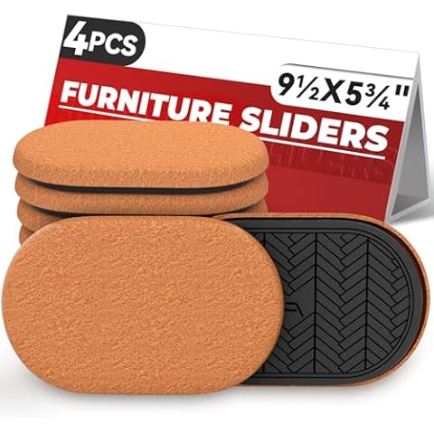 9½"x5¾ Felt Furniture Sliders for Hardwood Floors, 4PCS Furniture Pads for Wood Floors, Furniture Movers for Heavy Duty Furniture, Move Furniture Easily Cover