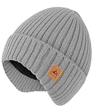 FORVEVO Mütze Herren Winter,Warme Wintermütze Herren mit Ohrenklappen,Fleece Futter Thermo Beanie Männer,Weiche Unisex Strickmütze für Outdoor Laufen Skifahren Winddicht（DunkelGrau）