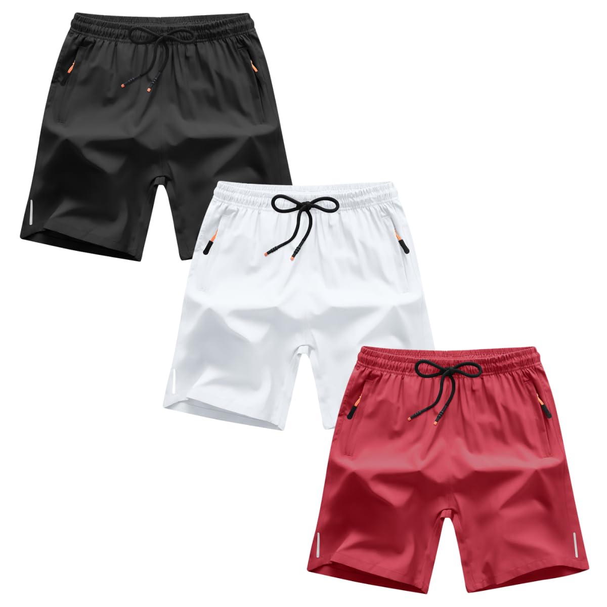 Boys Shorts Quick Dry Athletic Running Shorts with Zipper Pockets