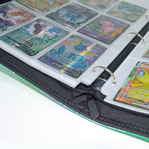 Trading Card Binder, Game Cards Binder, 50PCS for Pokemon Card Binder 9 Pocket Pages can Holds Up to 900 Cards, Card Binder With Sleeve and Zippe, Gift From Card Collector