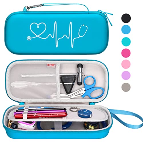 Image of BOVKE Stethoscope Case for 3M Littmann Classic III Monitoring /Lightweight II S.E /Cardiology IV Diagnostic /MDF Acoustica Stethoscopes, Mesh Pocket for Doctor & Nurse Accessories, Turquoise