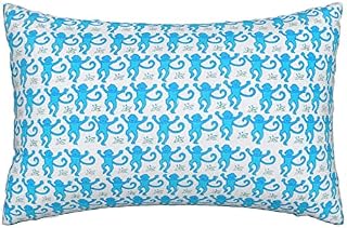 Dikopd Blue Roller Monkey Rabbit Throw Pillow Cushion Case Home Living Room Soft Pillowcase Cover for Decor Bedroom Couch 20 X 30 Inch (220501)