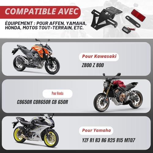 Angle réglable pour moto sur ce support de plaque d'immatriculation idéal pour vos sorties
