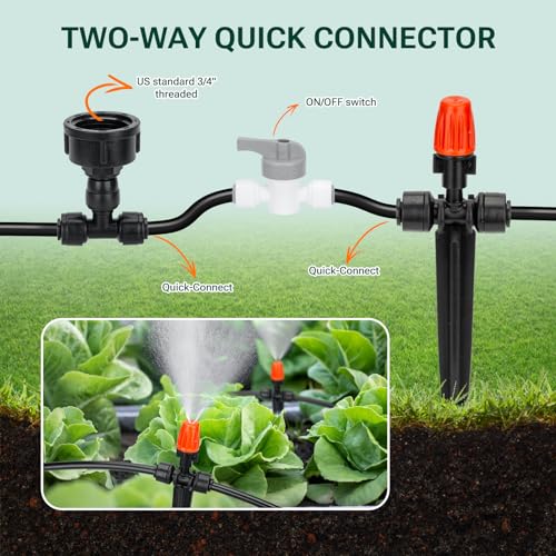 60FT Garden Watering System, Yomile New Quick-Connect Automatic Garden Watering Misting System, Blank Distribution Tubing, Saving Water Automatic Irrigation Equipment for Patio Lawn - Image 5