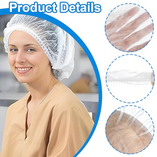 XPEX 200 PCS Einweg Haarnetz 52 CM Weiß, Einweghauben Kopf, Haube für OP, Gastronomie & Hygiene, Haarhaube Einweg, duschhauben einweg，Einweg Kopfhaube, Netz für Haare, Haarschutzhaube Stoff。