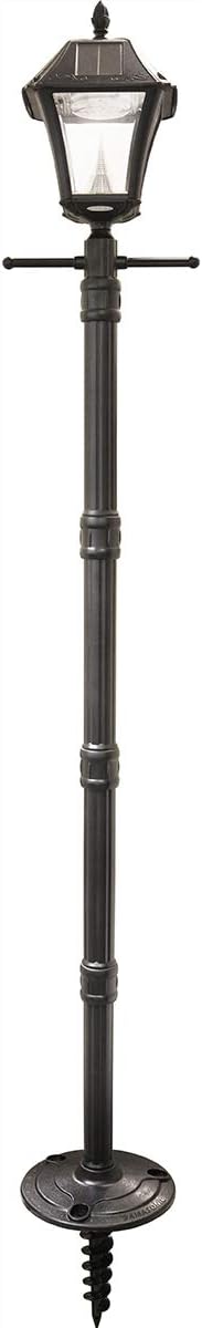 Gama Sonic GS-105S-G-WW Baytown II Lamp Outdoor Solar Light and Post with Ground EZ-Anchor, Black Finish