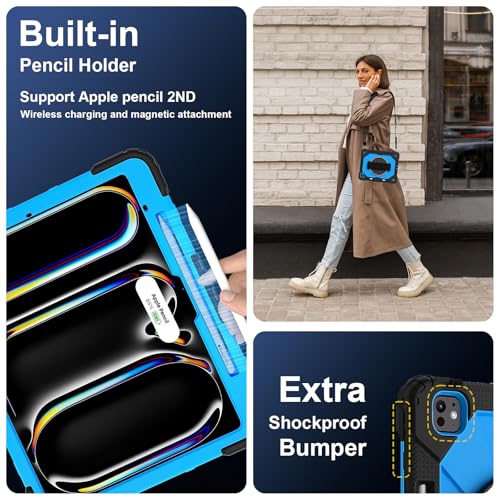 Coque iPad Pro 13 2024 robuste anti-chute avec poignée rotative pratique