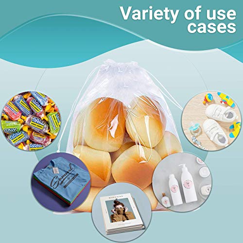 APQ Pack of 100 Clear Drawstring Bags 8 x 10. Nylon Drawstrings Polyethylene Bags 8x10. Thickness 2 mil. Plastic Bags for Packing and Storing. Ideal for Industrial and Business Applications. - Thumbnail 3