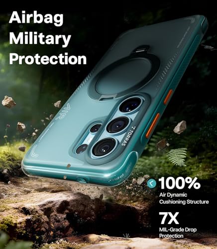 Image of TORRAS Ostand Q3 Air Original for S26 Ultra Case, 360 Magnetic Stand, MagSafe Compatible, Airbag Mil-Grade Drop Tested, Shockproof Galaxy S26 Ultra Back Cover, Glacier Sprint