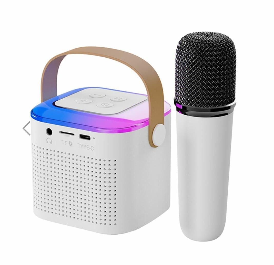 Digital Colorful Karaoke Bluetooth Speaker with Stereo Sound, Wireless Mic with 4 Voice Converter, RGB Lights, 5Hrs Non-Stop Music, Multi-Compatibility Modes and Type-C Charging (B0CTG7LH8W) Amazon Price History, Amazon Price Tracker