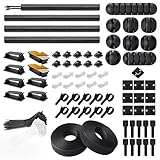 273Pcs Cable Management Kit – 4 Cable Sleeves, 200 Zip Ties (Black & White), Self Adhesive & Transparent Cable Clips, Hook & Loop Straps & Cable Organisers for Desk, TV & Home Office