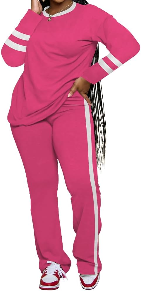 PINSV 2 Piece Sets for Women Fall Casual Outfits Long Sleeve Top and Flare Pants Lounge Sets Track suit - Image 5