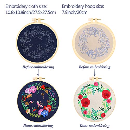 image for Caydo 4 Sets Embroidery Kit with Pattern and Instructions, 4 Plastic E