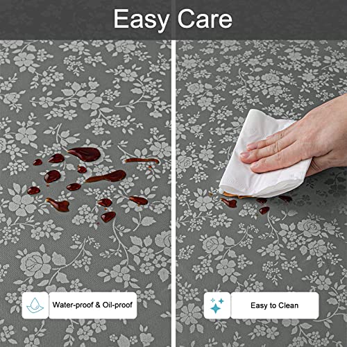 Image of Smiry Rectangle Table Cloth, Waterproof Heavy Duty Vinyl Tablecloths, Wipeable Washable Table Cover for Kitchen and Dining Room (Grey, 70 inch X 90 inch)