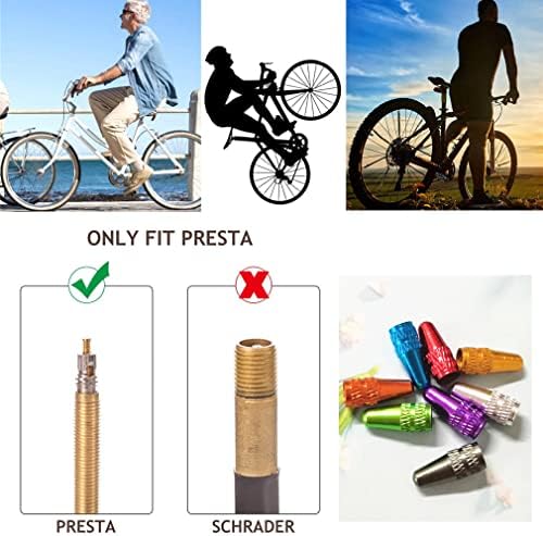 Morices 40 Pcs Bicycle Presta Valve Caps, 8 Colors Anodized Aluminum Alloy Presta Cycling Valve Caps, French Style Tyre Caps Dust Covers Bike Tire Valve Stem Caps for MTB Road Bicycle