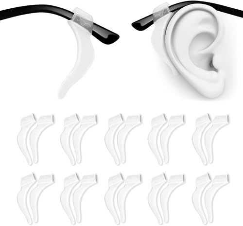 PTSLKHN Ganchos de silicona suave para las orejas, 10 pares de agarres antideslizantes para las orejas para gafas, gafas de sol, lentes de lectura