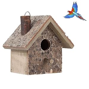 Houten vogelhuisje, Hangend vogelhuisje voor buiten, Decoratief vogelhuisje Vogelhuisje voor tuinterras Decoratief nest Nest, 15 x 10 x 9 cm