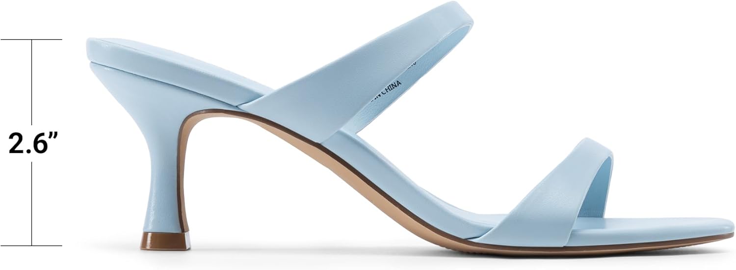 DREAM PAIRS Women's Low Kitten Heels Square Toe Two Strap Heeled Sandals Dress Casual Summer Mules Shoes - Image 4