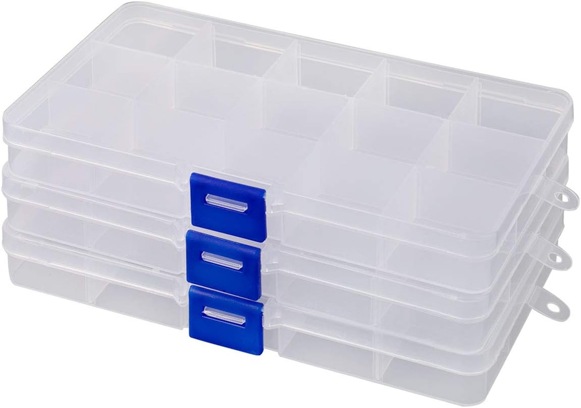 YoiYee 15Grid Transparent Jewellery Organizers Box with Adjustable