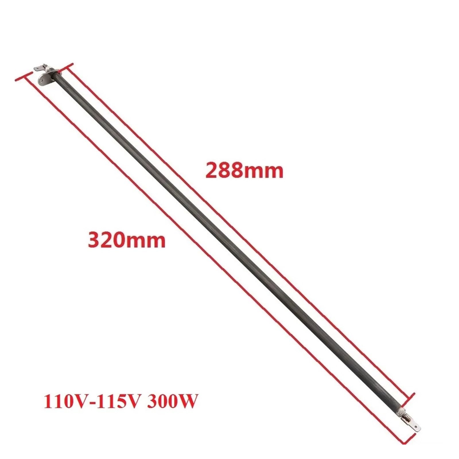 2 Resistencias De 110 V-115 V, 300-500 W, Compatibles Con Hornos Eléctricos DERNORD, Con Tubo Recto Y Chapa Metálica Recocida SUS304.(300W)