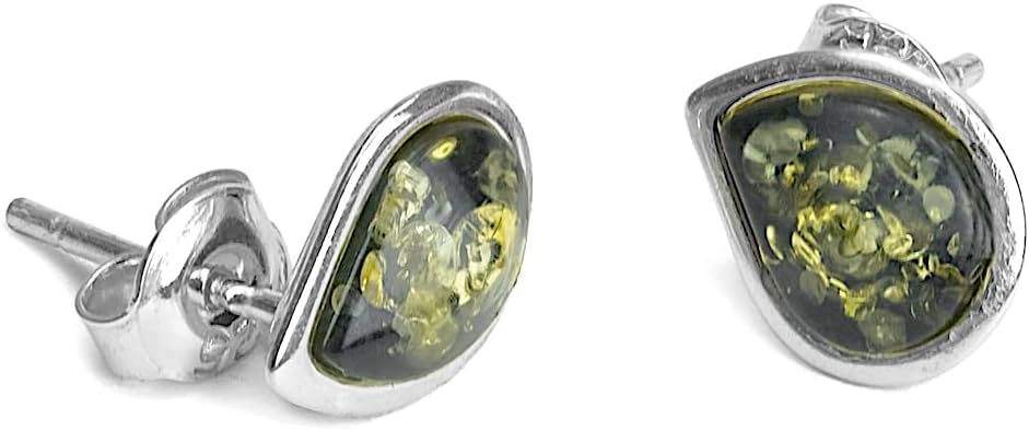 Ian and Valeri Co. Green Amber Sterling Silver Stud Earrings - Image 2
