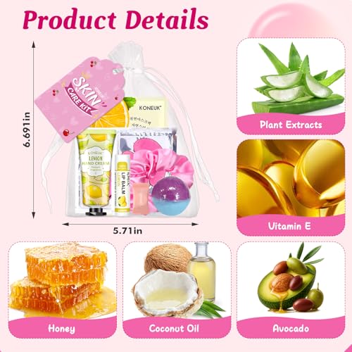 60PCS Spa Party Supplies for Girls, Include Face Masks, Hand Cream, Lip Balm, Foot Bath Bombs, Lip Mask, Under Eye Patches, Compressed Towels, Spa Birthday and Sleepover Party Supplies for Girls Women - Image 6