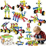 Kids STEM Building Toys for 4 5 6 7 8+ Year Old Boys Gifts, Educational Engineering Construction Toy Ages 4-8 6-8 8-12 Creative DIY Building Blocks Toy Learning Activities Gmae for Boys(186PCS)