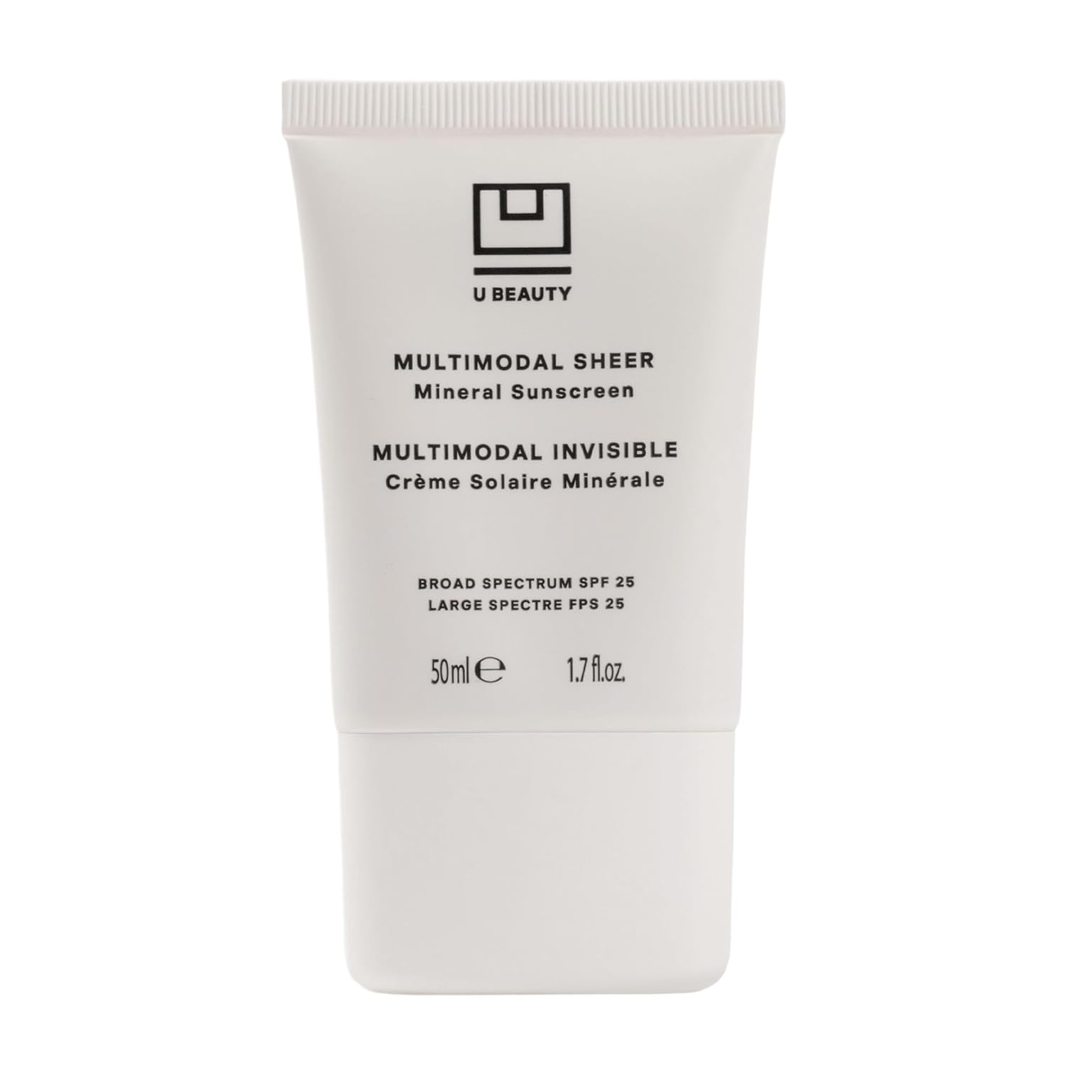 U Beauty Multimodal Sheer Facial Mineral Sunscreen SPF 25 with Non-Nano Zinc Oxide SPF Filter, plus Clary Sage and Pongamia Pinnata Seed Extracts for Brighter-Looking Skin with an Airbrush Finish