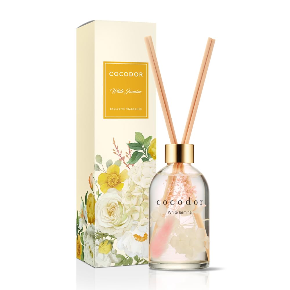 COCODOR Herbarium Diffuser, 7.8 fl oz (200 ml), White Jasmine Flower Reed Diffuser, Room Fragrance - Present, For Women, Birthdays, Anniversaries, Incense, Gift, Popular