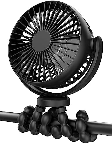 Portable Stroller Fan, Use As Power Bank, 20H 4000mAh Battery Operated Fan Flexible Tripod Baby Car Seat Fan, Personal Mini Handheld/Desk/Small Clip On Fans For Stroller, Carseat, Beach, Bed, Camping