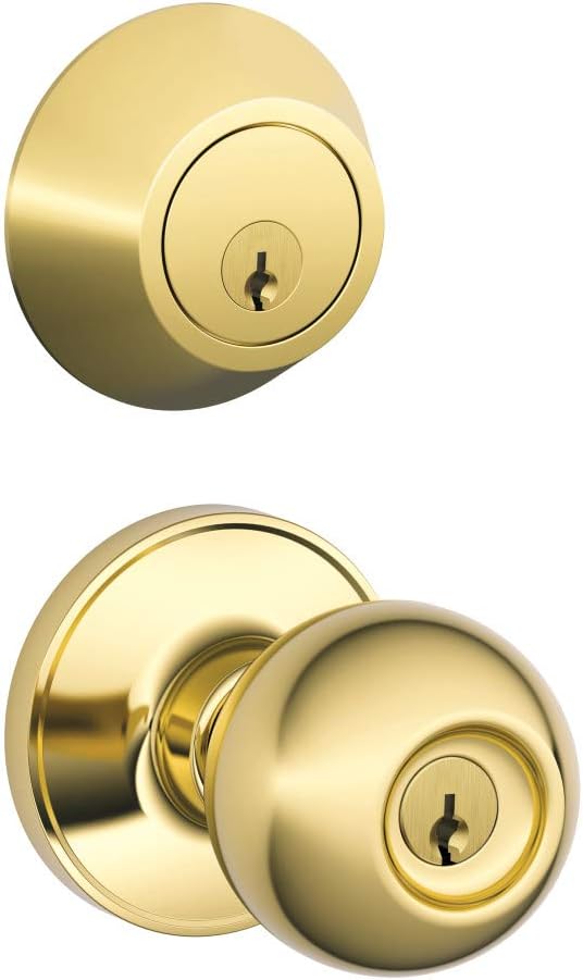 J-Series by Schlage Single Cylinder Deadbolt and Keyed Entry Corona Knob with Standard Trim, Satin Stainless Steel, JC60 V CNA 630