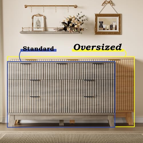 Image of BORNOON 57 inch Long Dresser for Bedroom, 7-Drawer Fluted Chest, Wide Wood Storage Dresser with Metal Slides and Handles, Stable Base, Modern Clothes Organizer for Primary Suite, Guest Room, Nursery