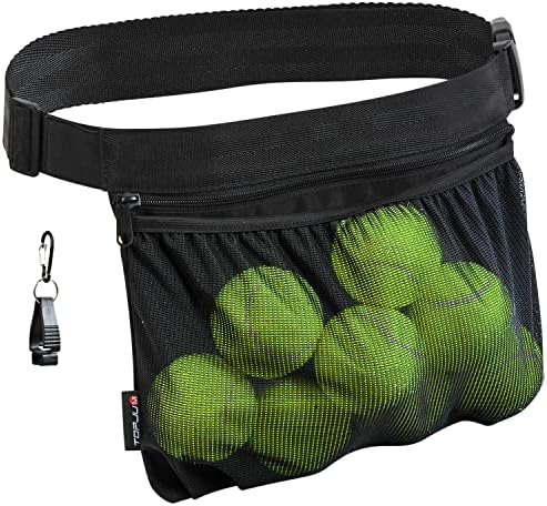 Tennis Ball Holder, Pickleball Holder Bag for Women, Men & Teens, TOPJUM Ball Pouch, Mesh Waist Hip Bag Carrier, Easy Holding 6-8 Pickle Balls or Tennis, Versatile Accessories & Gifts
