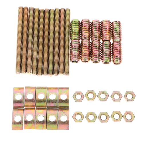 TEHAUX Half Crescent Connectors 10 Sets M8 Furniture Assembly Hardware Kit Four-in-One Half Moon Bolts Nuts and Spacers for Table and Bed Frame Fastening 3.74X1.18X0.59 Inches