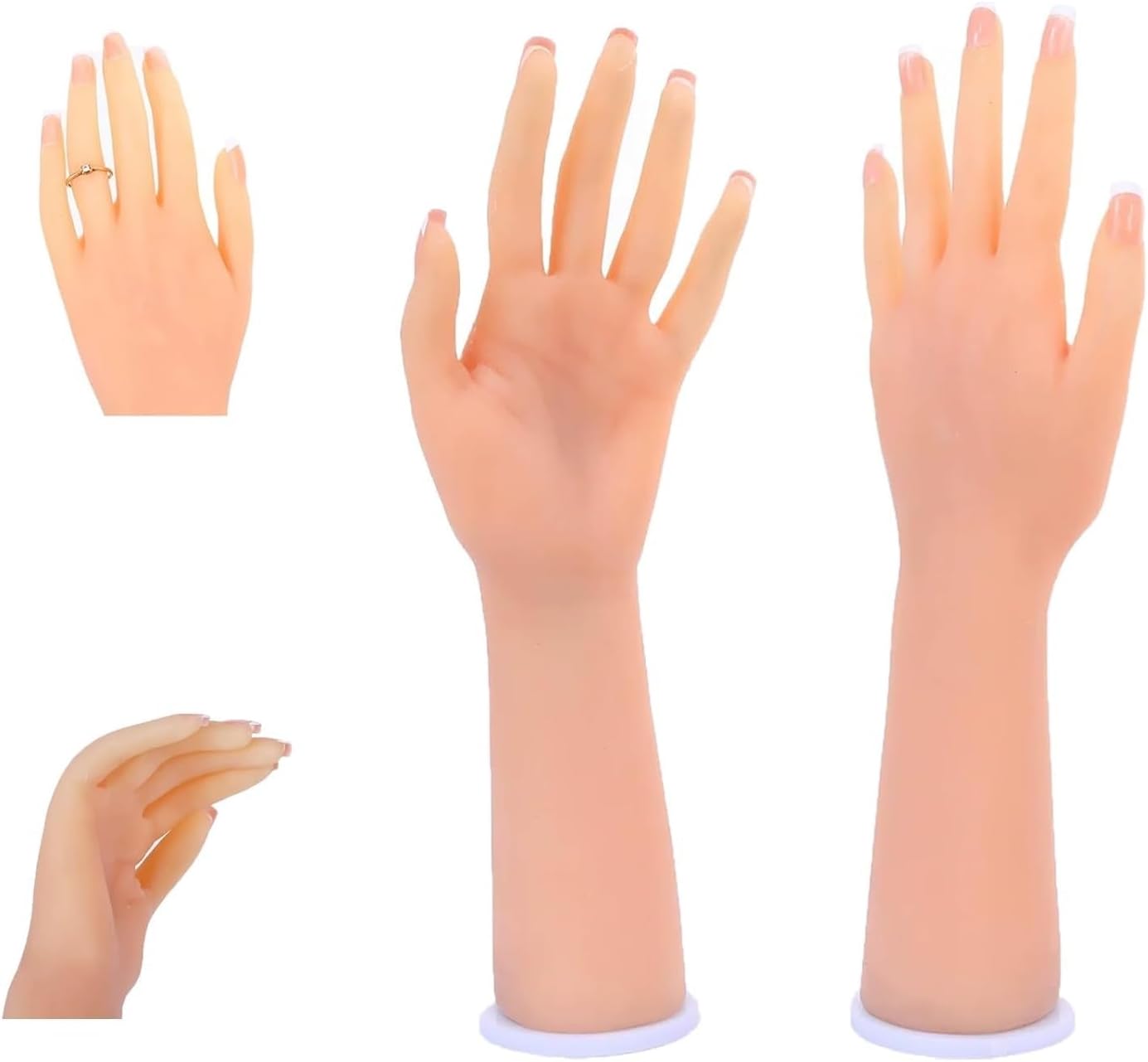 Life Size Woman Simulation Hand Model,Realistic Silicone Hand Model,Built-in Skeleton, Fingers and Wrists Can Be Bent,for Jewerly ?Display, Nail Art Training