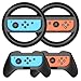 HEYSTOP Volantes y Grip Compatible con Nintendo Switch y Switch OLED, Switch Grip Racing Wheel Volante, Mandos Grip para Mario Kart Juegos/Mandos Nintendo Switch Deluxe 4 Piezas (Negro)