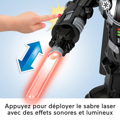 Fisher-Price Robot Imaginext Dark Vador de la série Star Wars de Plus de 60 cm, avec Effets sonores et Lumineux et clé en Forme de Personnage en métal Stormtrooper, à partir de 3 Ans,HXG51