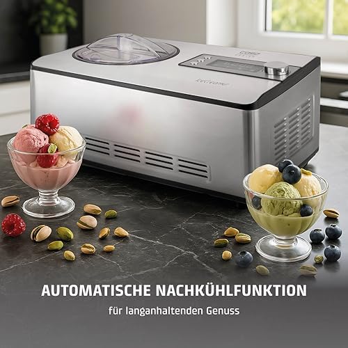 Bild 4 - CASO Ice Creamer - 2 in 1 Design Eismaschine und Joghurtmaschine mit Kompressortechnik, kein Vorkühlen notwendig, produziert bis zu 2 Liter Eiscreme, Speiseeis oder Joghurt