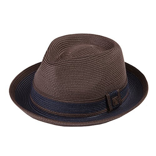 DASMARCA Raynor Coffee Two-Tone Retro Plegable Plegable Summer Straw Sombrero Trilby - L Cover