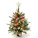 Mini Small Little Tabletop Prelit Christmas Tree 22 Inch Decorated with Ornaments 35 Multi-Colored Lights Artificial Green Tree CASACLAUSI